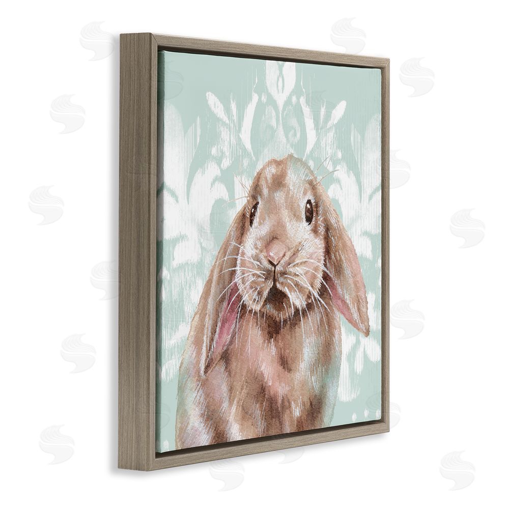 Courtney Morgenstern Bunny with Floral Pattern Brown Floating Frame Canvas Wall Art Print