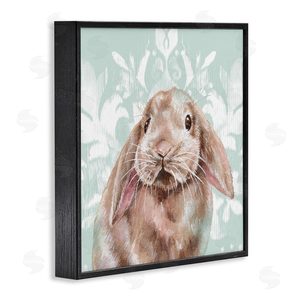 Courtney Morgenstern Bunny with Floral Pattern Black Framed Glicee Wall Art Print