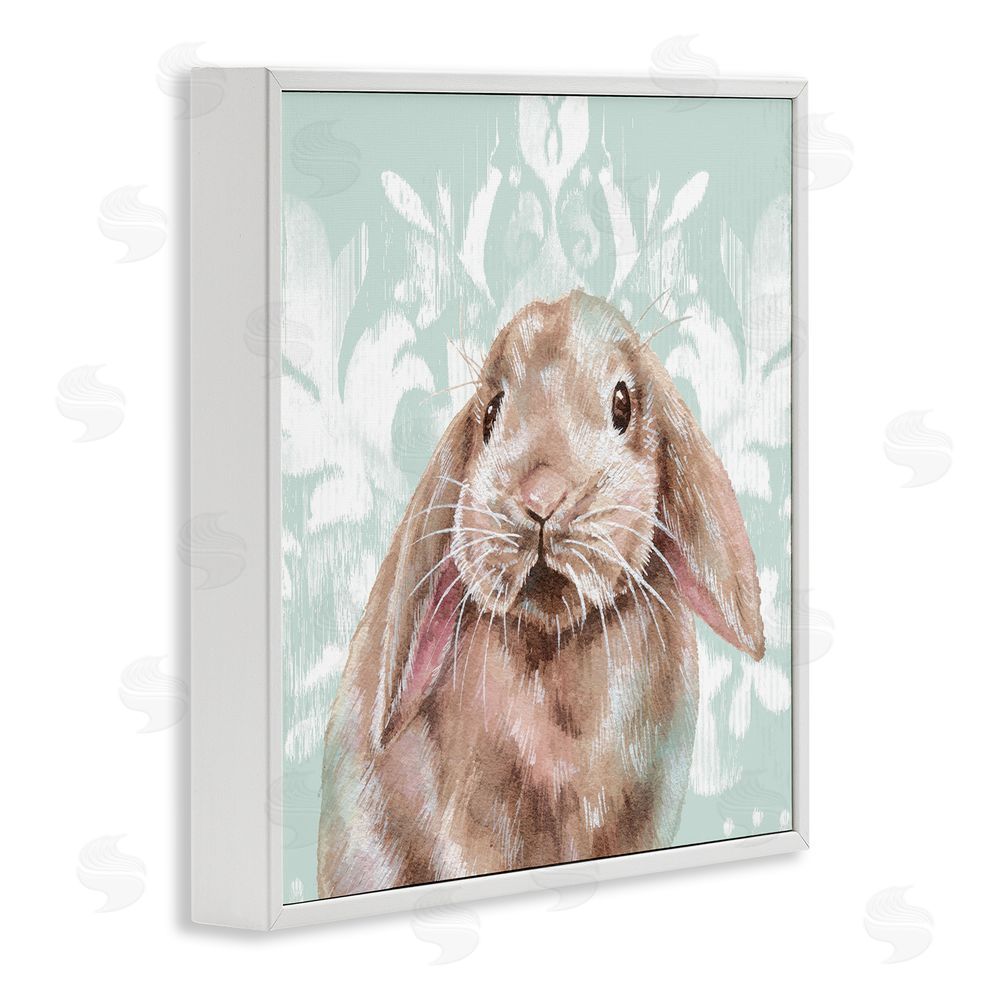Courtney Morgenstern Bunny with Floral Pattern White Framed Glicee Wall Art Print