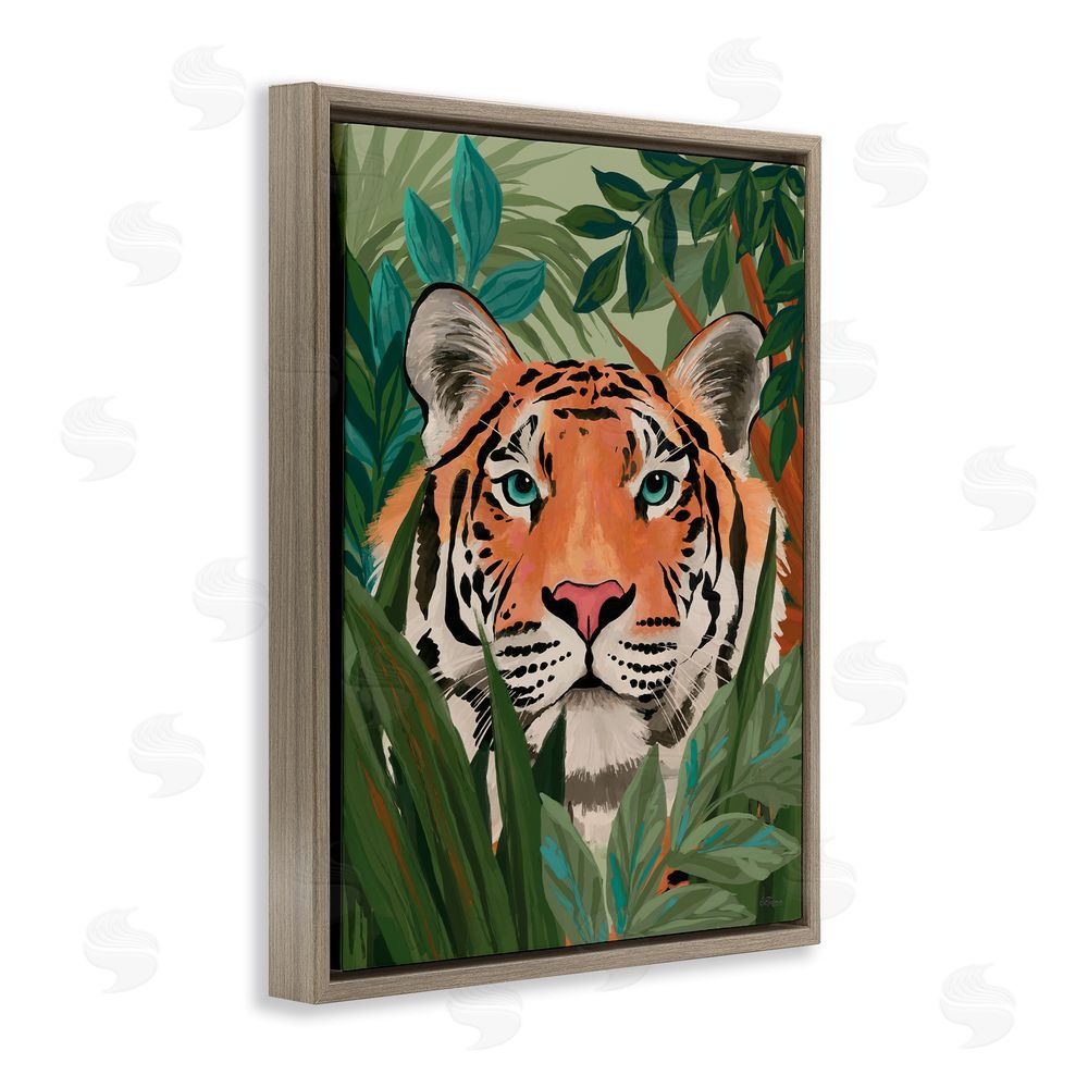 Cat Thurman Designs Tiger Peeking in Leaves
