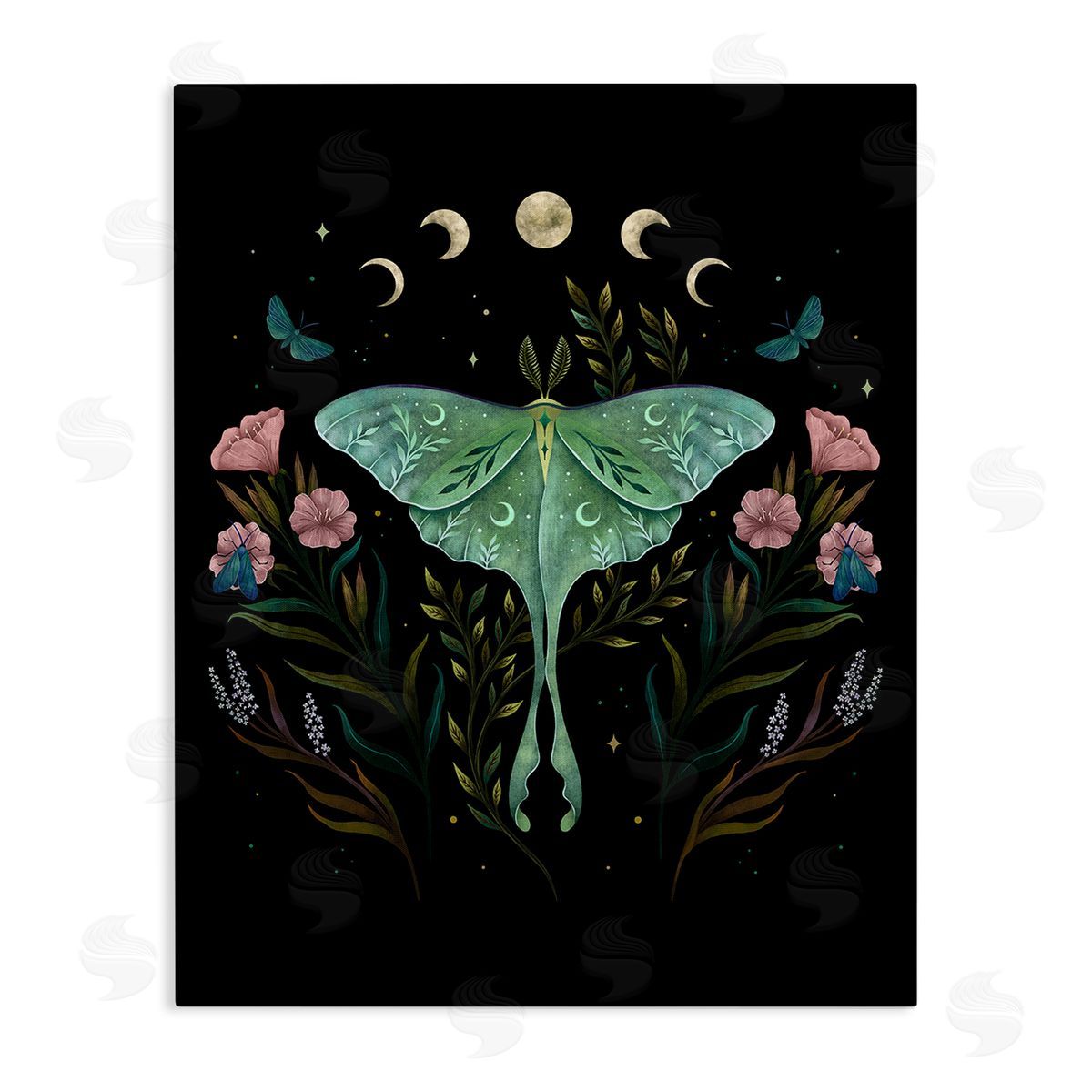 Episodic Drawings Luna Moth with Florals