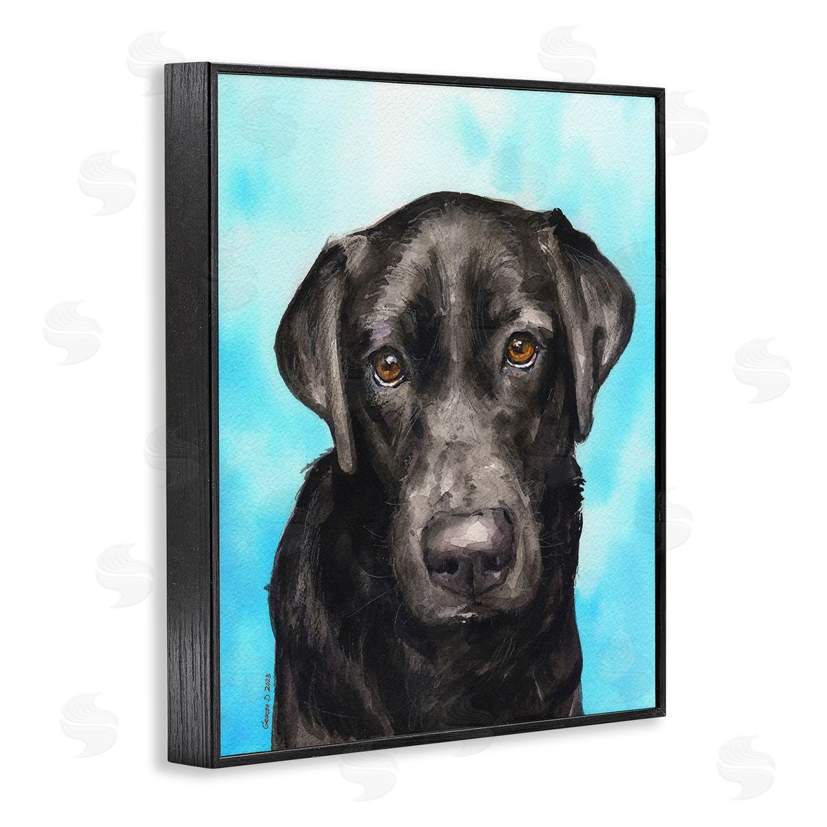 George Dyachenko Black Lab Portrait on Blue
