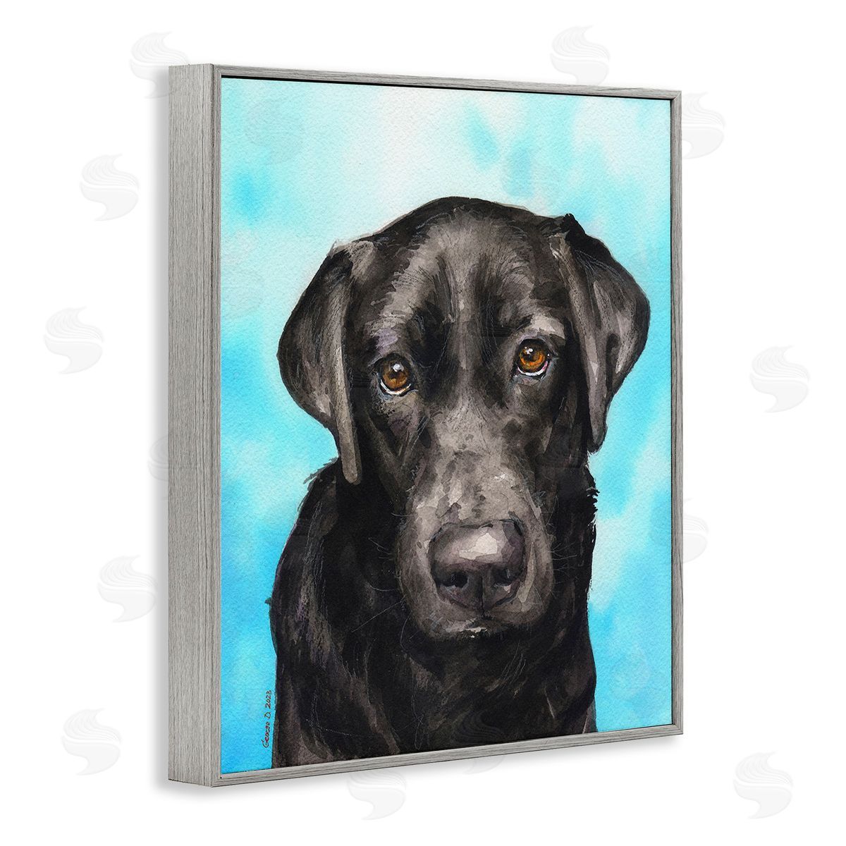George Dyachenko Black Lab Portrait on Blue