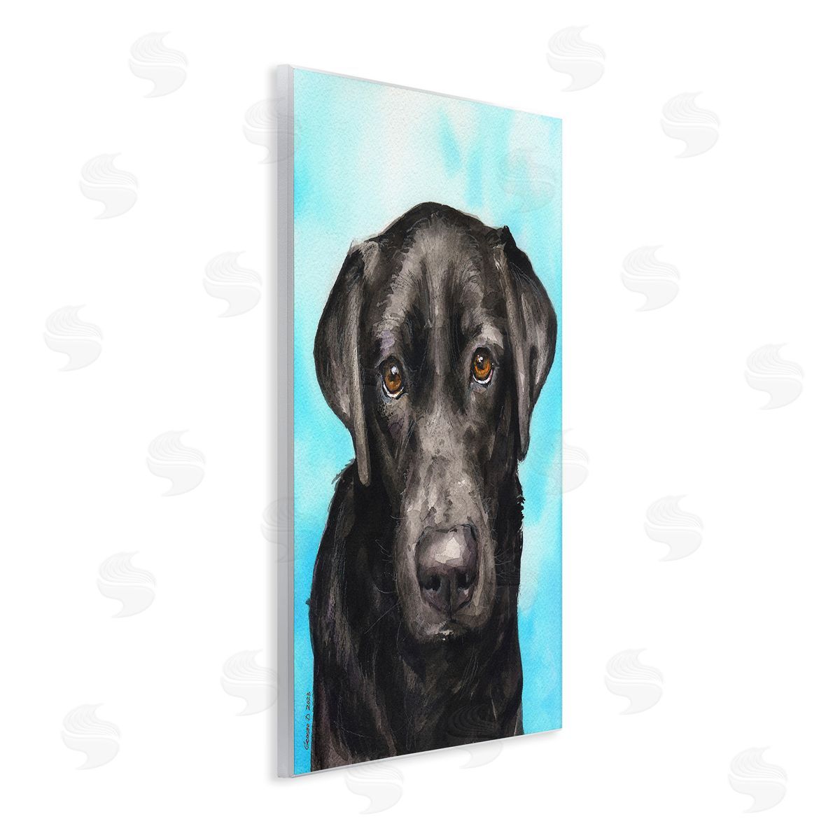 George Dyachenko Black Lab Portrait on Blue