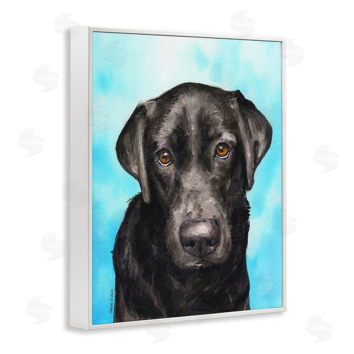George Dyachenko Black Lab Portrait on Blue
