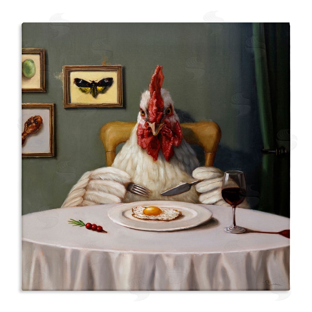 Lucia Heffernan Chicken & Egg Dinner Stretched Canvas Wall Art Print