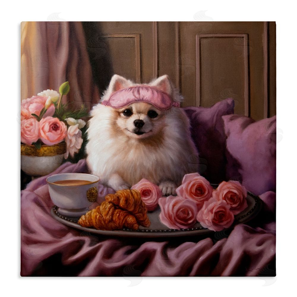 Lucia Heffernan Breakfast in Bed Dog Stretched Canvas Wall Art Print