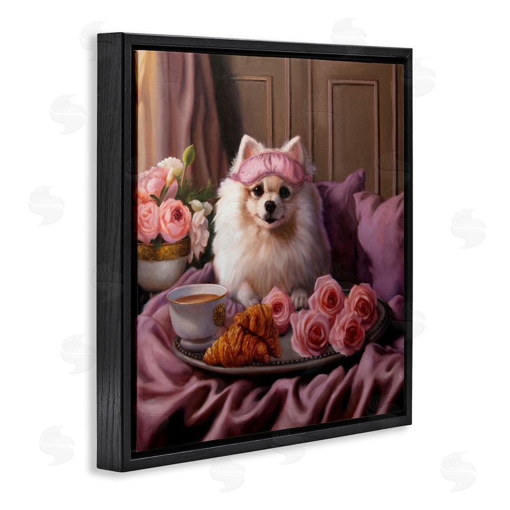 Lucia Heffernan Breakfast in Bed Dog Black Floating Frame Canvas Wall Art Print