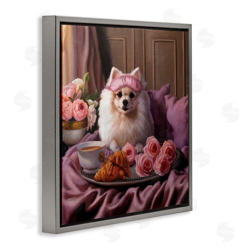 Lucia Heffernan Breakfast in Bed Dog Gray Floating Frame Canvas Wall Art Print