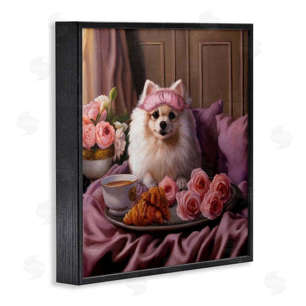 Lucia Heffernan Breakfast in Bed Dog Black Framed Glicee Wall Art Print