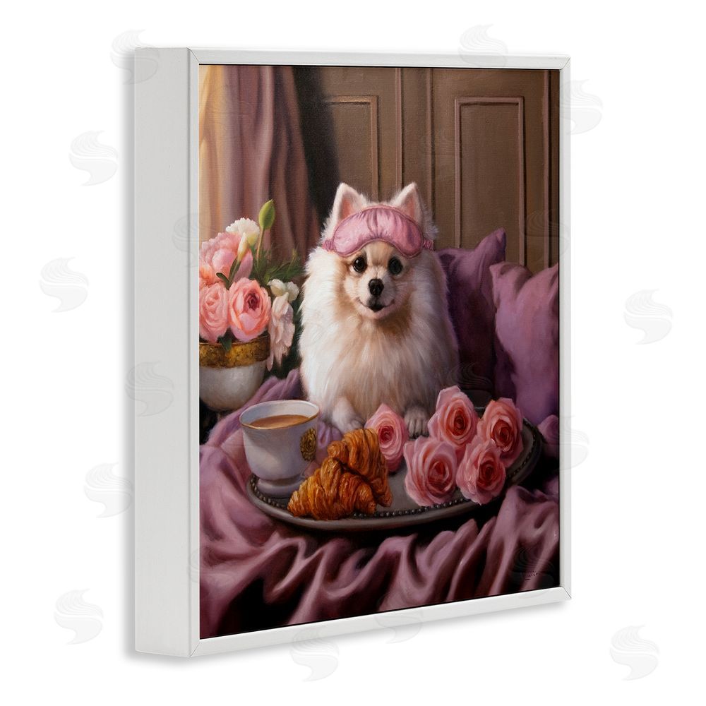 Lucia Heffernan Breakfast in Bed Dog White Framed Glicee Wall Art Print