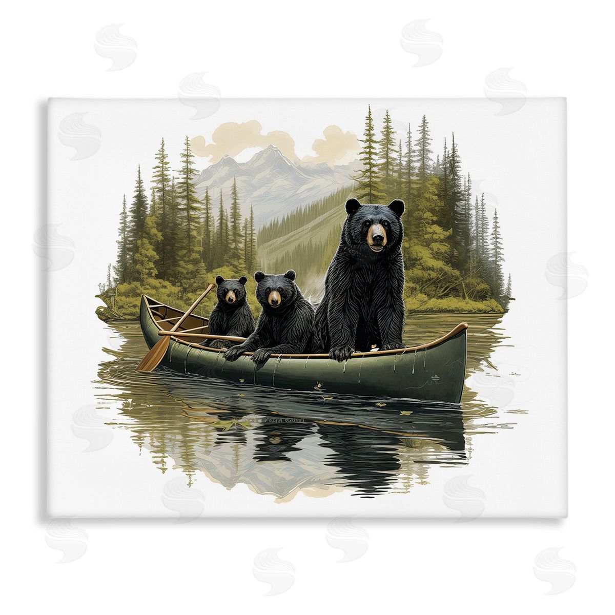 Jim Baldwin Bears Canoeing on Lake