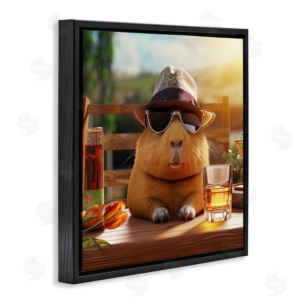 Jim Baldwin Capybara & Summer Scenery Black Floating Frame Canvas Wall Art Print