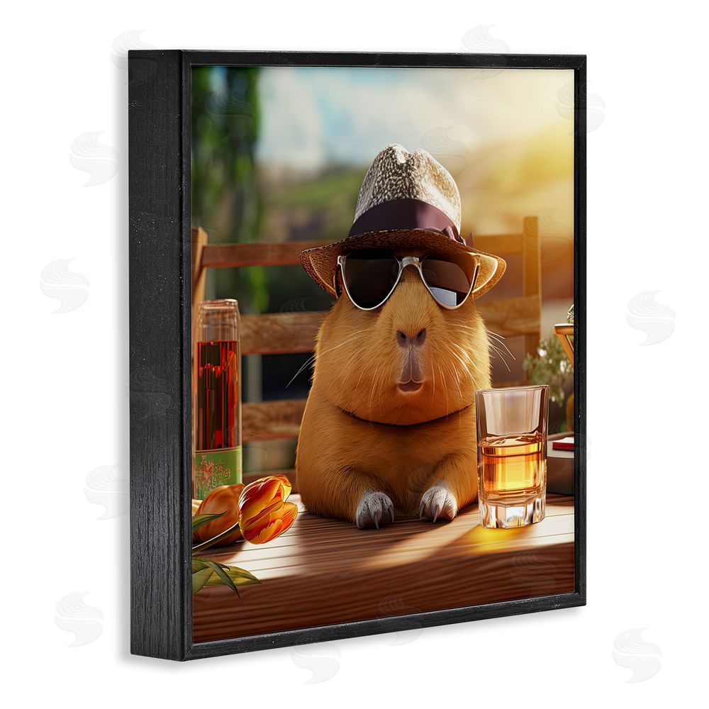 Jim Baldwin Capybara & Summer Scenery Black Framed Glicee Wall Art Print