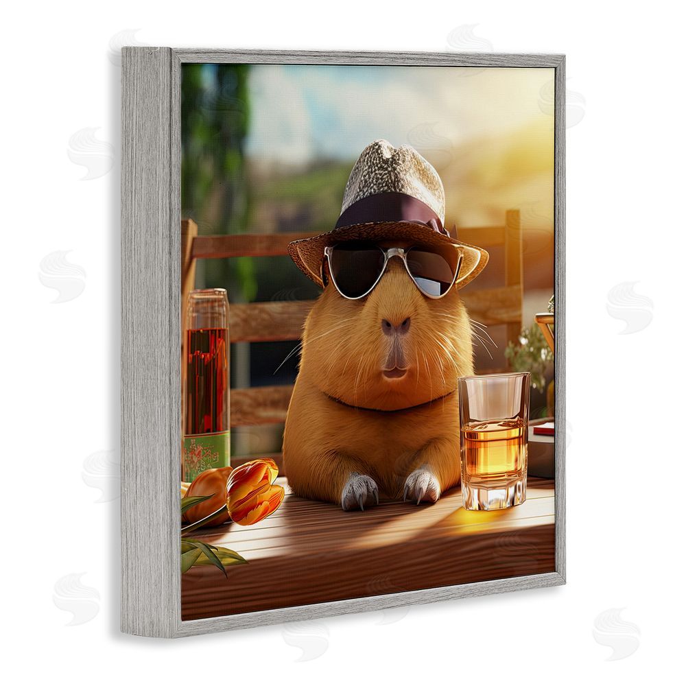 Jim Baldwin Capybara & Summer Scenery Gray Framed Glicee Wall Art Print