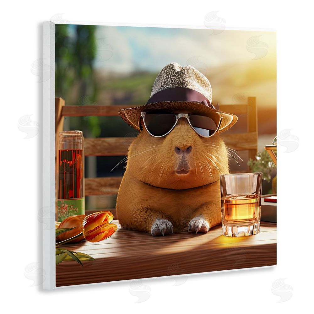 Jim Baldwin Capybara & Summer Scenery Wooden Wall Plaque Art Print
