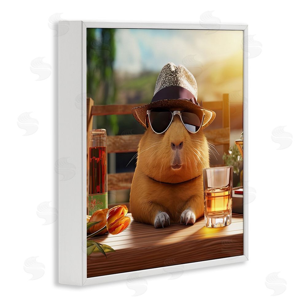 Jim Baldwin Capybara & Summer Scenery White Framed Glicee Wall Art Print