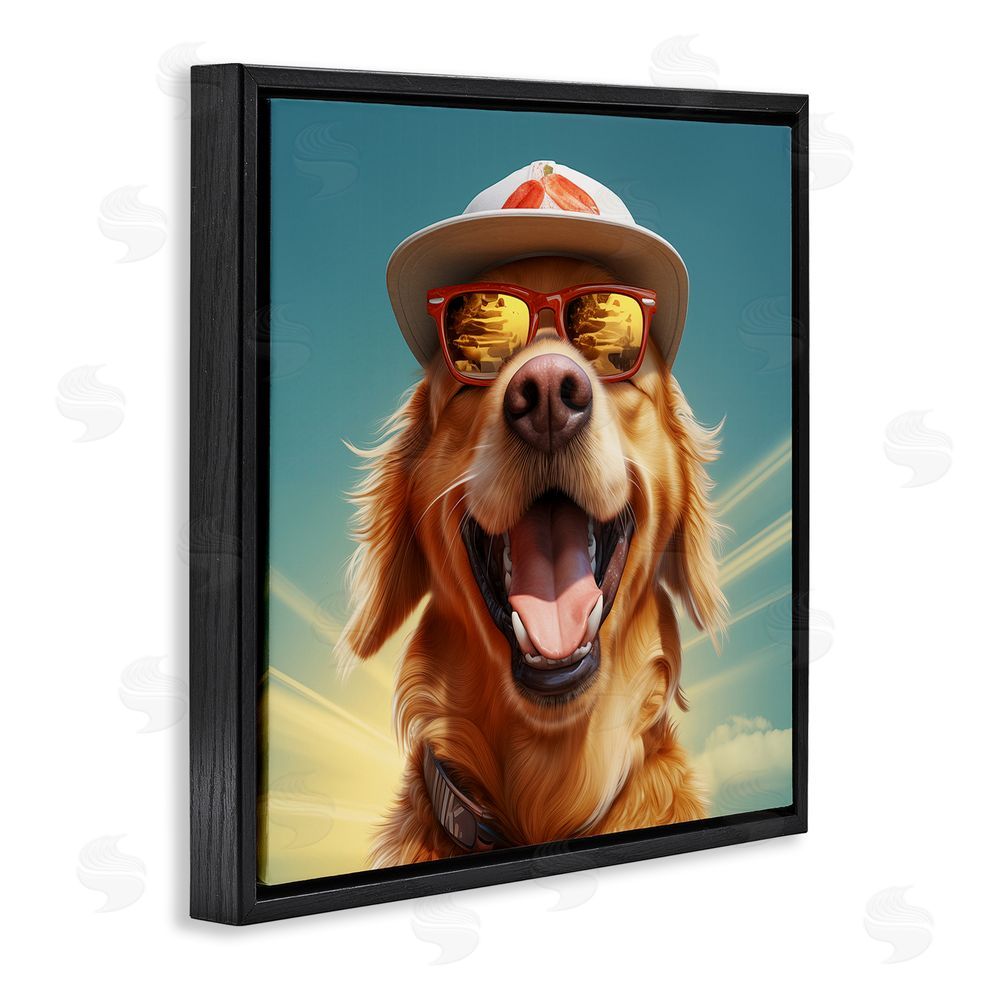 Jim Baldwin Happy Sunlit Dog Black Floating Frame Canvas Wall Art Print