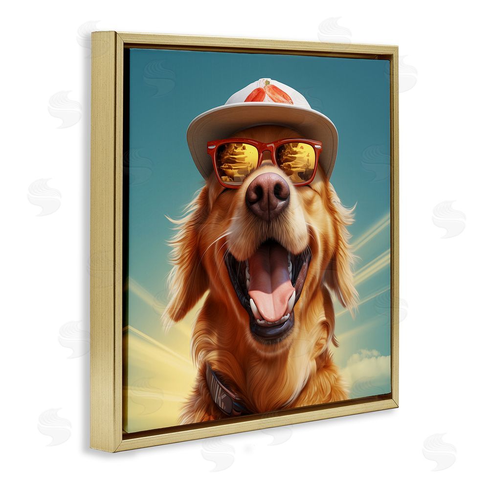 Jim Baldwin Happy Sunlit Dog Gold Floating Frame Canvas Wall Art Print
