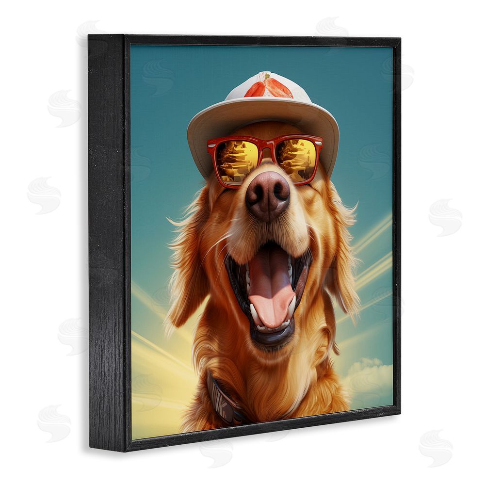 Jim Baldwin Happy Sunlit Dog Black Framed Glicee Wall Art Print