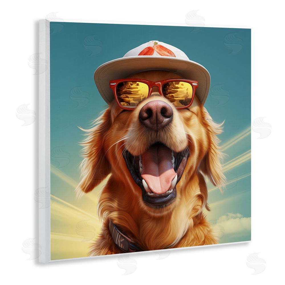 Jim Baldwin Happy Sunlit Dog Wooden Wall Plaque Art Print