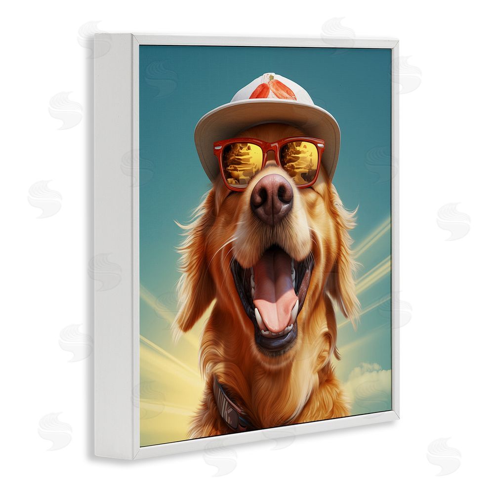 Jim Baldwin Happy Sunlit Dog White Framed Glicee Wall Art Print