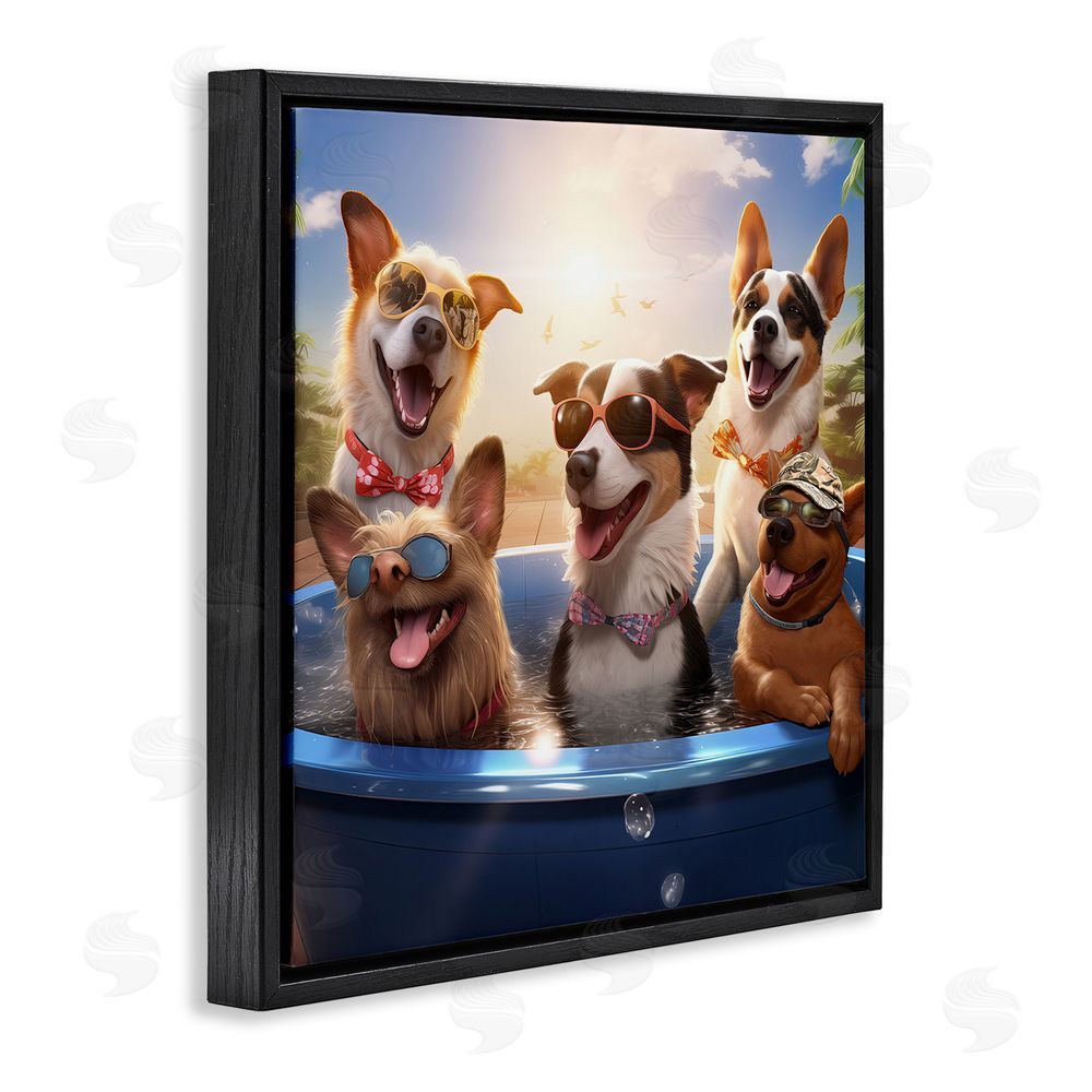 Jim Baldwin Summer Fun Dogs Black Floating Frame Canvas Wall Art Print