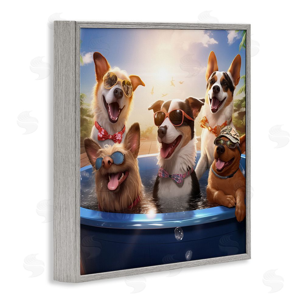 Jim Baldwin Summer Fun Dogs Gray Framed Glicee Wall Art Print