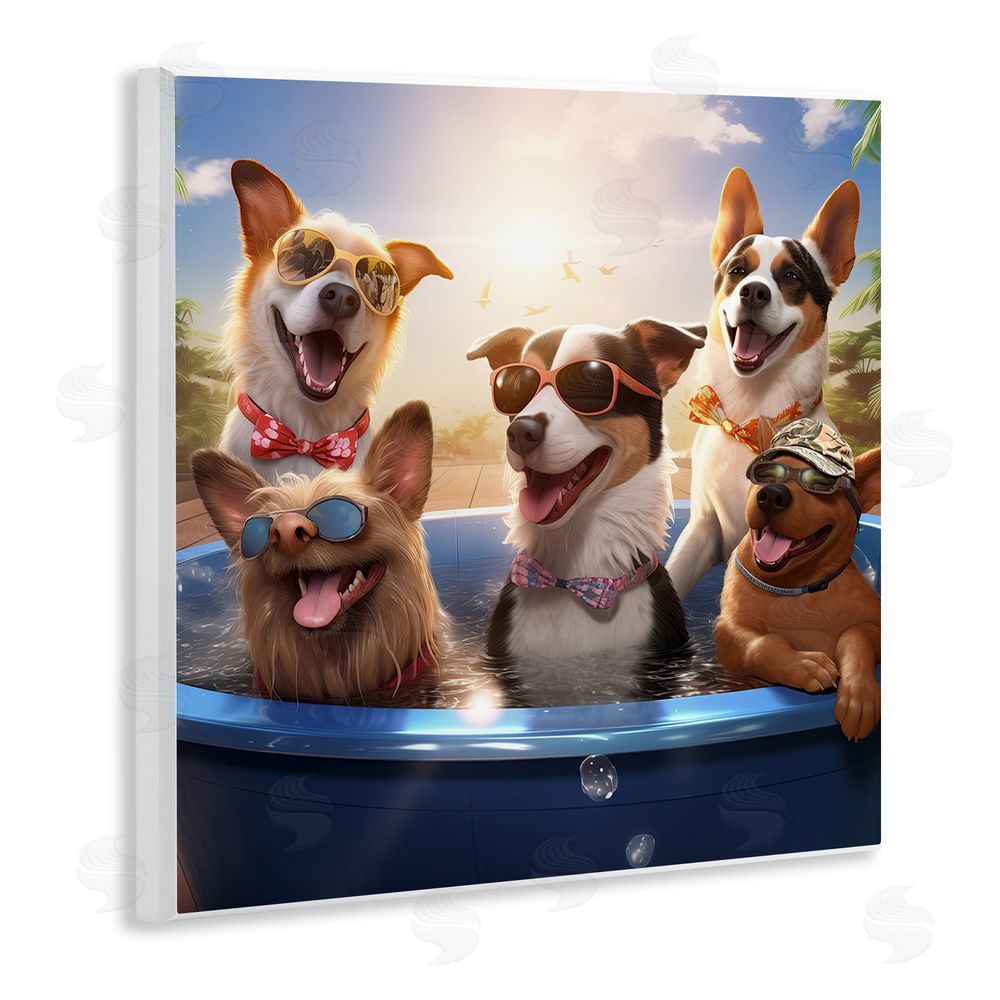 Jim Baldwin Summer Fun Dogs Wooden Wall Plaque Art Print