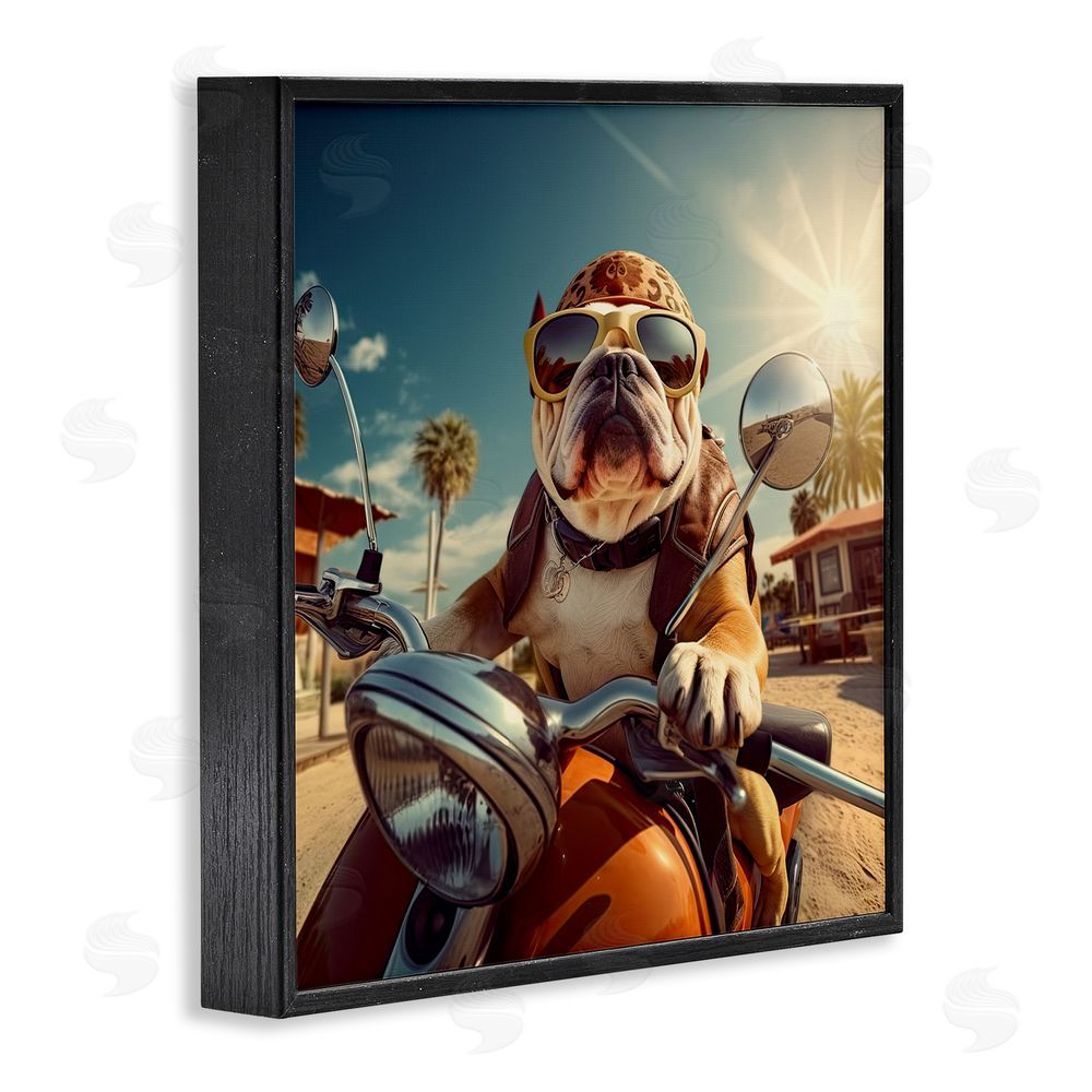 Jim Baldwin Summer Motorcycle Dog Black Framed Glicee Wall Art Print