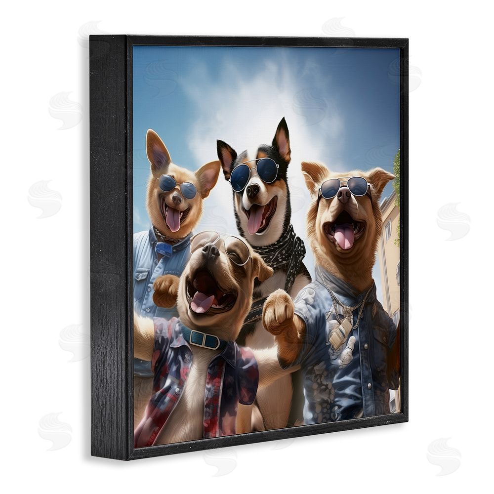 Jim Baldwin Trendy Dogs Selfie Black Framed Glicee Wall Art Print