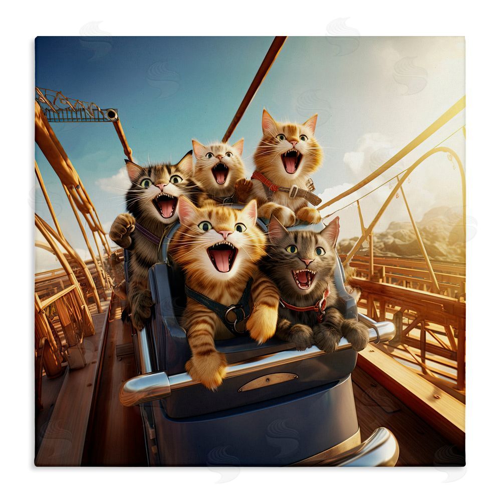 Jim Baldwin Cats on Rollercoaster Stretched Canvas Wall Art Print