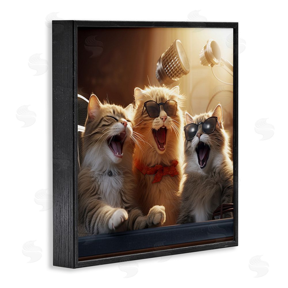 Jim Baldwin Trendy Singing Cats Black Framed Glicee Wall Art Print