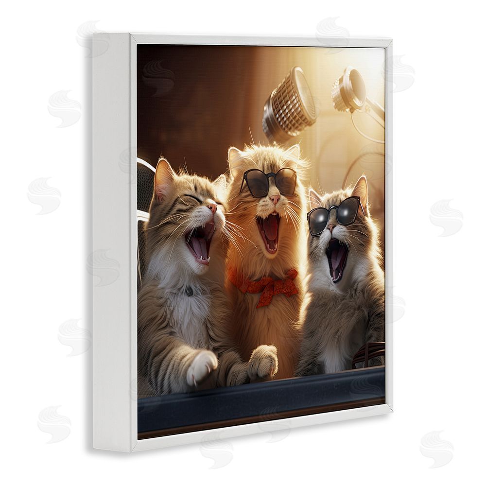 Jim Baldwin Trendy Singing Cats White Framed Glicee Wall Art Print