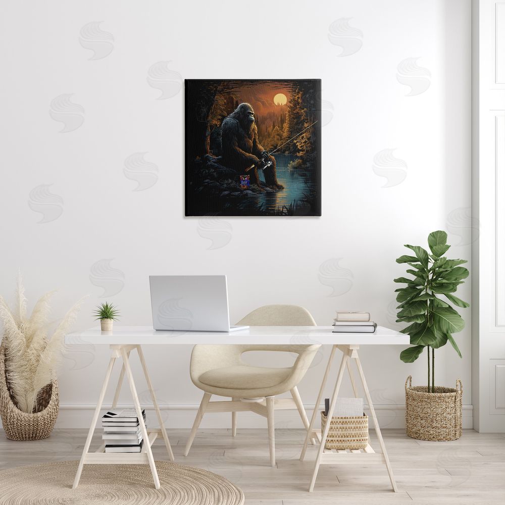 Jim Baldwin Monster Fishing at Lake Canvas Wall Art in Room