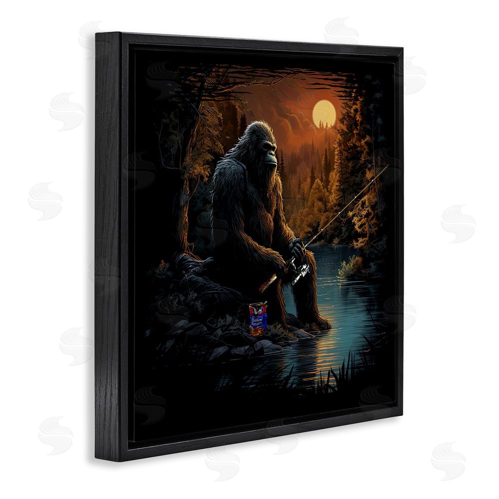Jim Baldwin Monster Fishing at Lake Black Floating Frame Canvas Wall Art Print