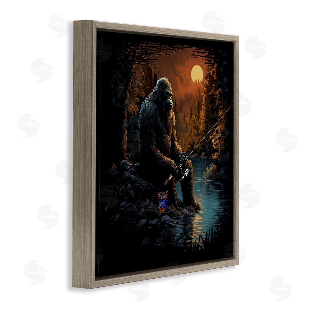 Jim Baldwin Monster Fishing at Lake Brown Floating Frame Canvas Wall Art Print