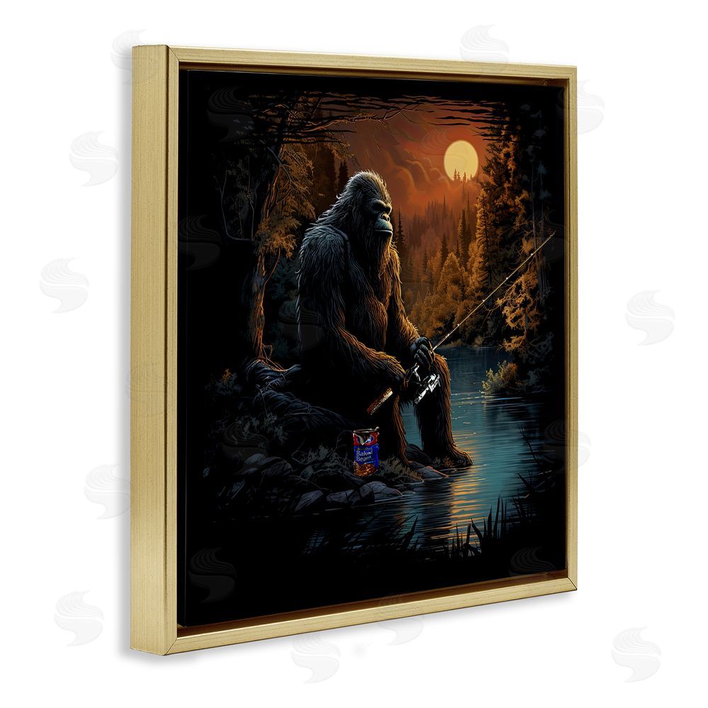 Jim Baldwin Monster Fishing at Lake Gold Floating Frame Canvas Wall Art Print