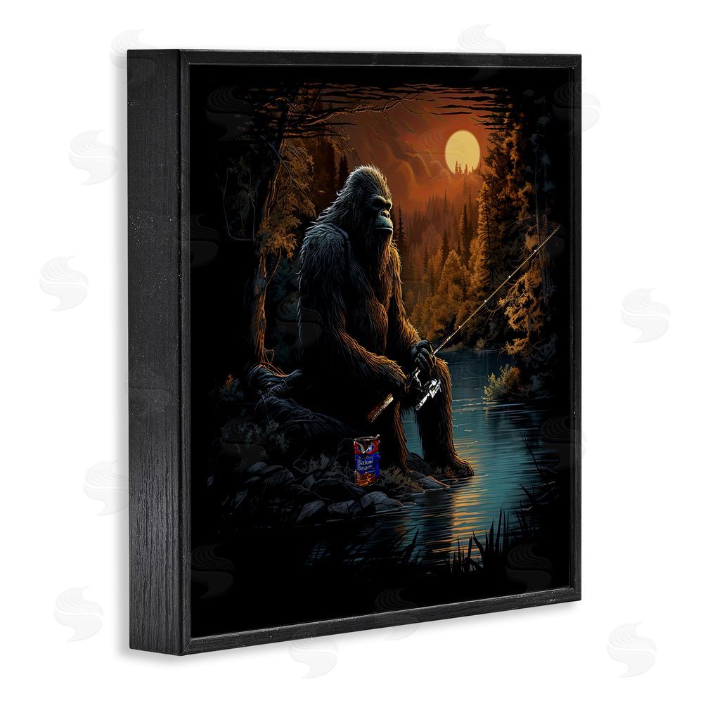 Jim Baldwin Monster Fishing at Lake Black Framed Glicee Wall Art Print