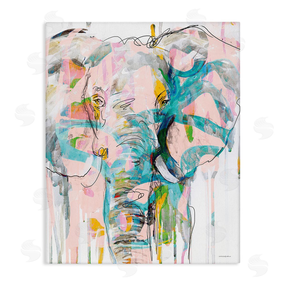 Kamdon Kreations Abstract Elephant Doodle