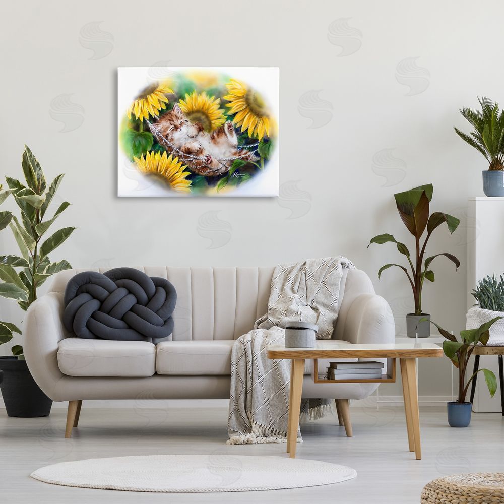 Kayomi Harai Kitten Asleep with Sunflowers