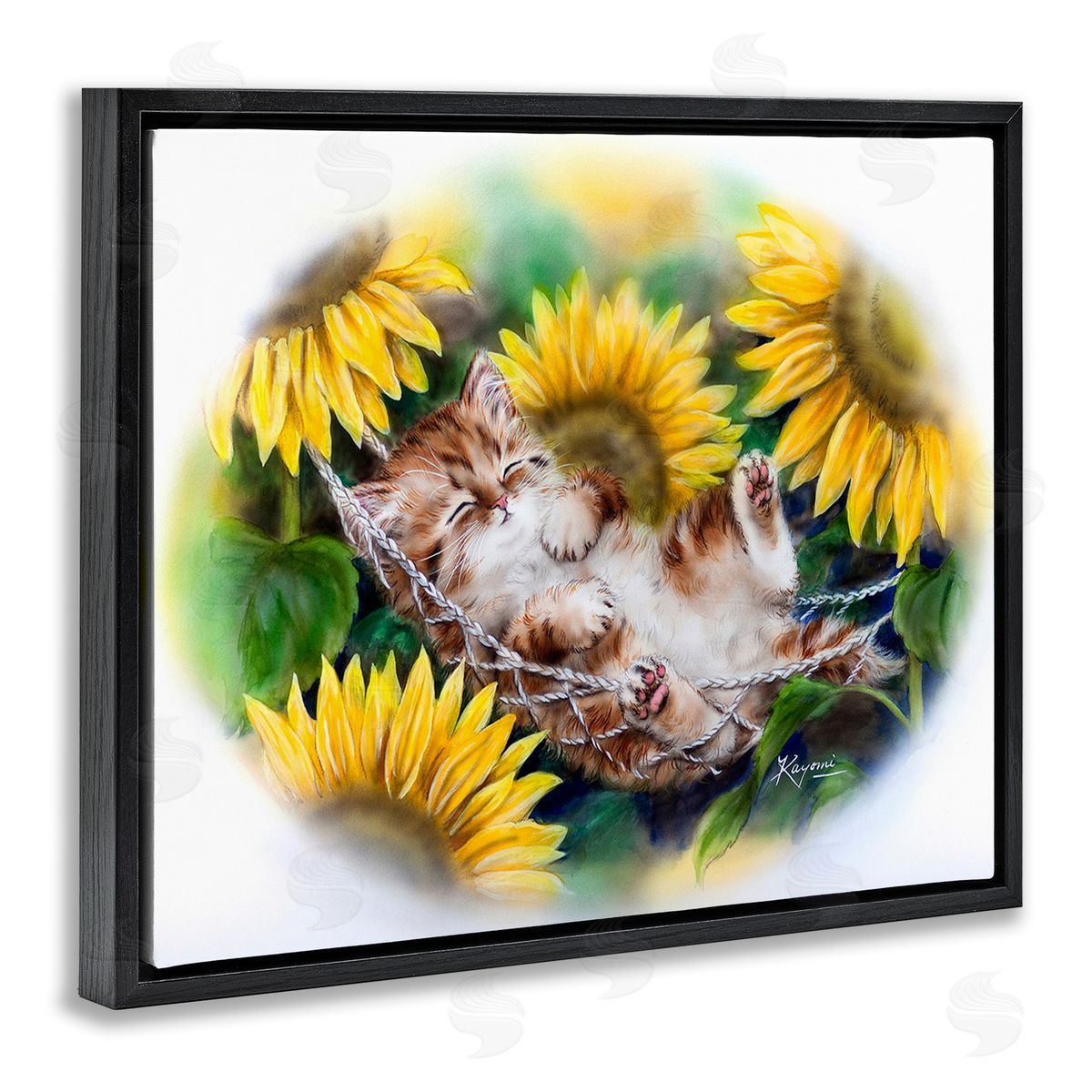 Kayomi Harai Kitten Asleep with Sunflowers