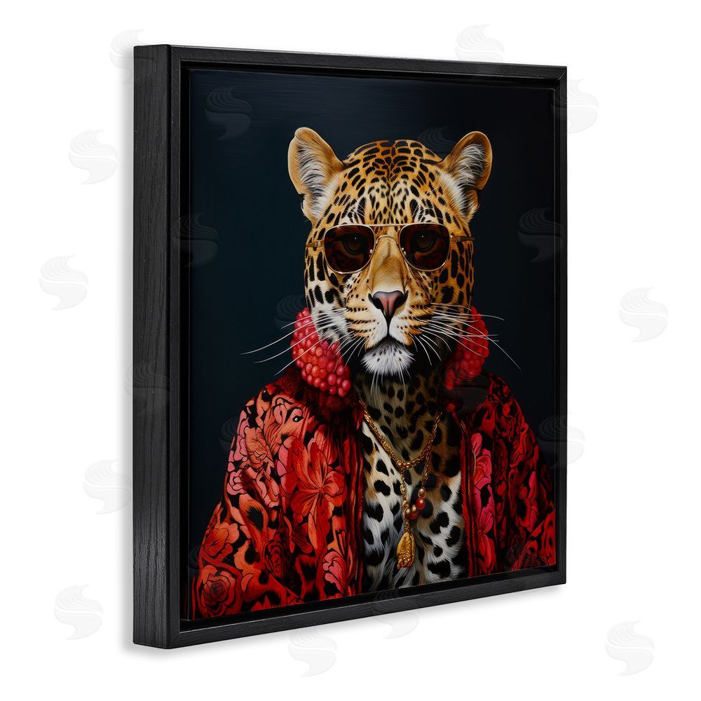 Lazar Studio Trendy Leopard Fashion Black Floating Frame Canvas Wall Art Print