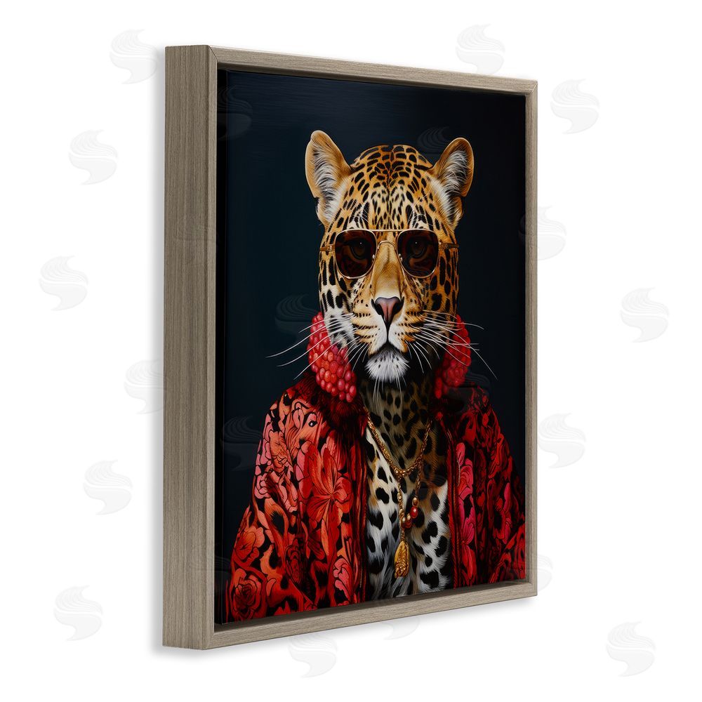Lazar Studio Trendy Leopard Fashion Brown Floating Frame Canvas Wall Art Print