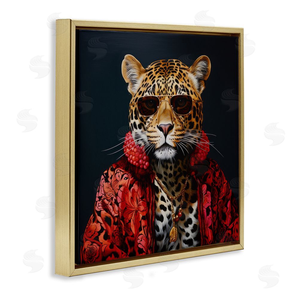 Lazar Studio Trendy Leopard Fashion Gold Floating Frame Canvas Wall Art Print