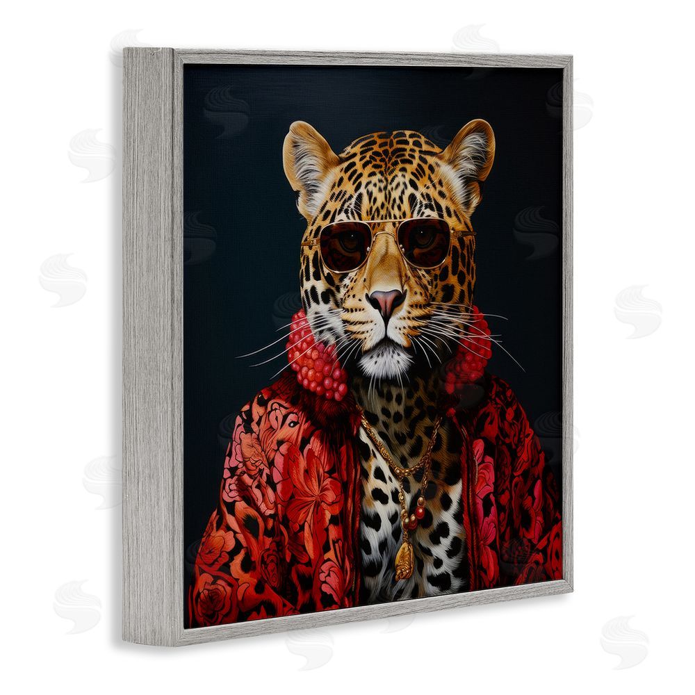 Lazar Studio Trendy Leopard Fashion Gray Framed Glicee Wall Art Print