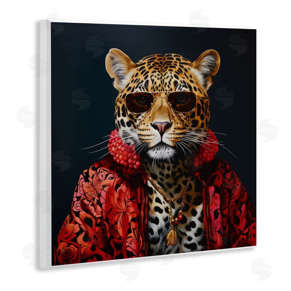 Lazar Studio Trendy Leopard Fashion Wooden Wall Plaque Art Print