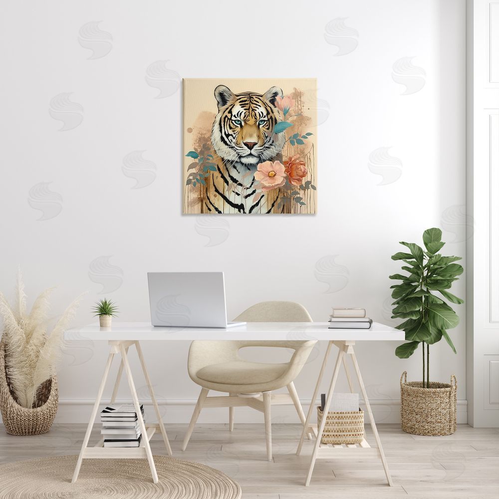 Lazar Studio Modern Floral Tiger Canvas Wall Art in Room