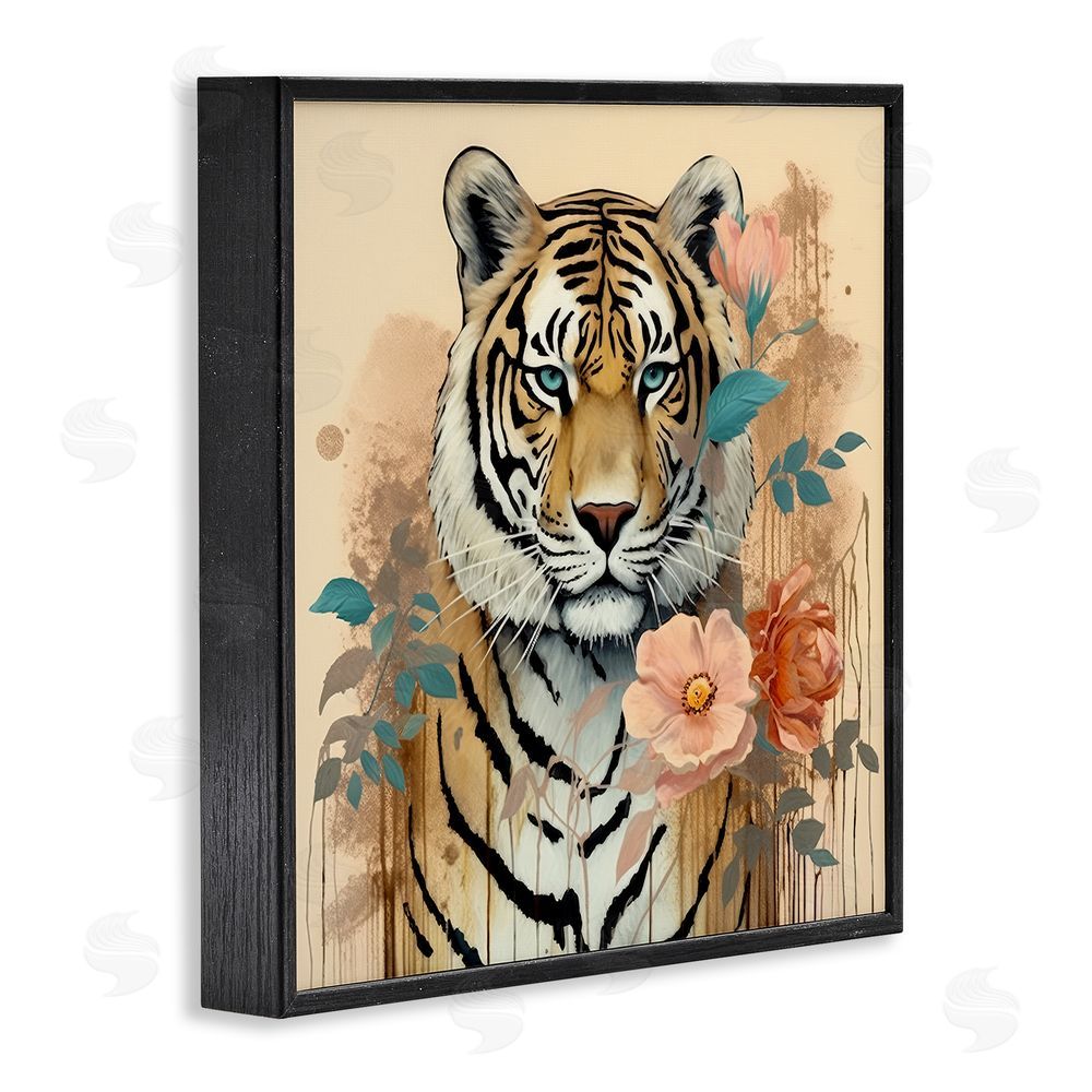 Lazar Studio Modern Floral Tiger Black Framed Glicee Wall Art Print