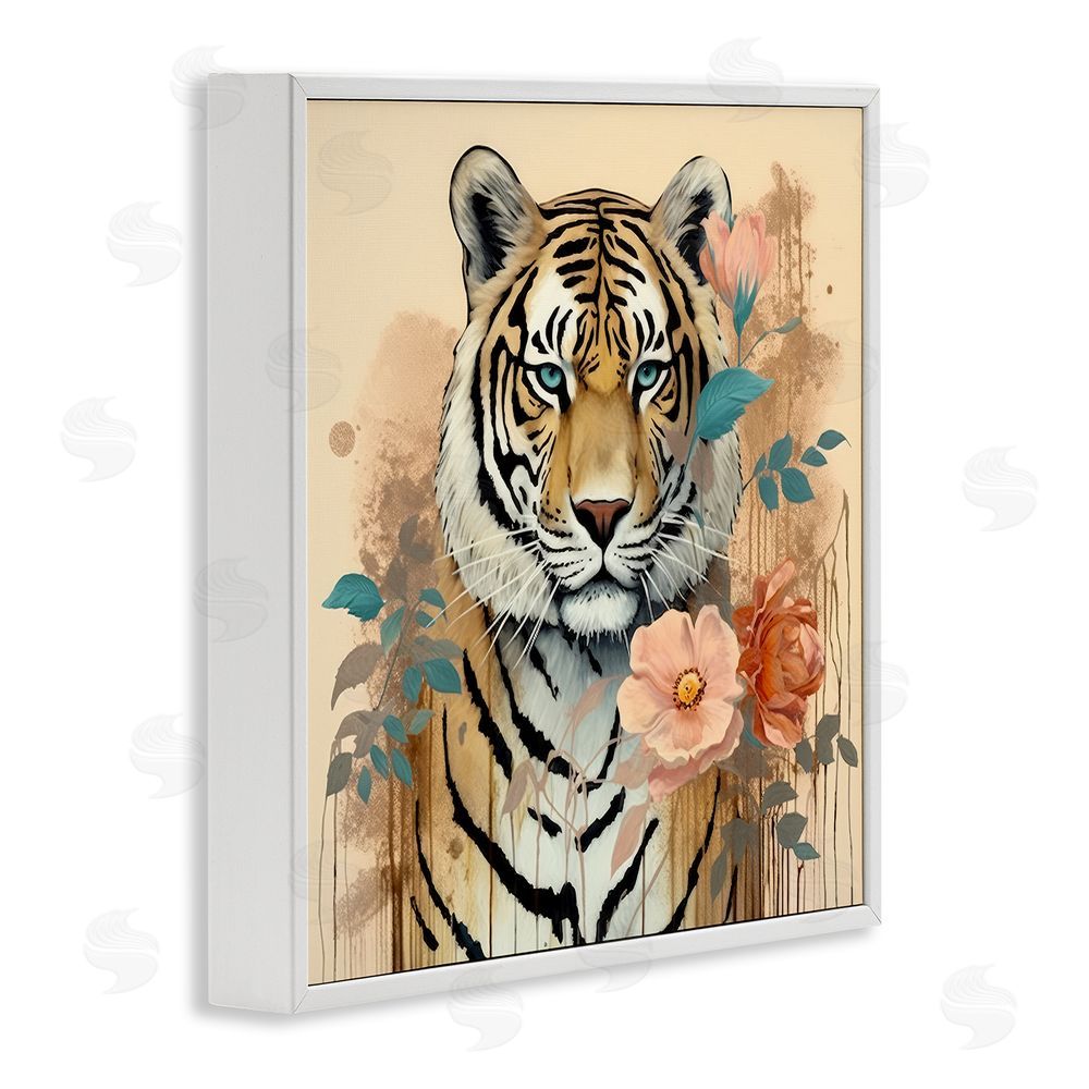 Lazar Studio Modern Floral Tiger White Framed Glicee Wall Art Print